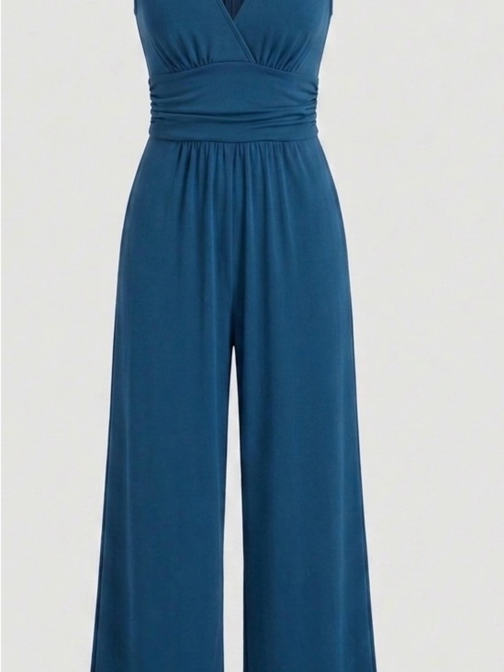 HALARA Teal V-Neck Wide-Leg Jumpsuit - Picture 2 of 7